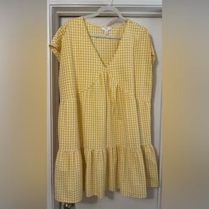 Time and Tru Yellow Gingham Mini Dress